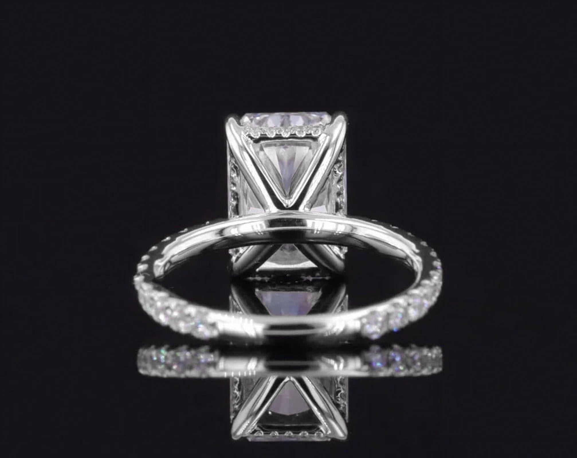 solitaire jewels 3.5CT Radiant Moissanite Hidden Halo Engagement Ring For Women, 14K White Gold