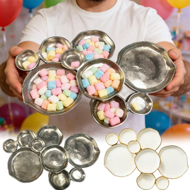 Sentmoon Silverware Set Flatware Set Modular Bowl Set with Connecting Compartments As A Centerpiece for Party/gathering Table Decorations