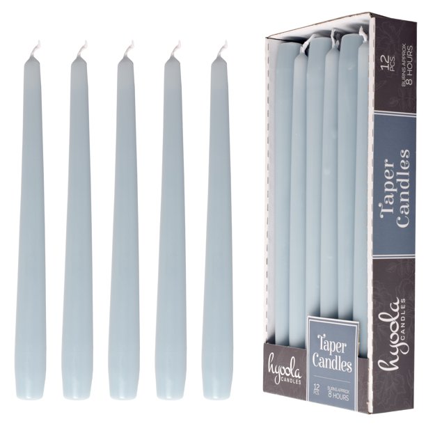 Hyoola 12 inch Unscented Ice Blue Dripless Taper Candles 10 Hour Burn