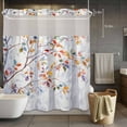 thumbnail image 5 of Spring Color Trees No Hooks Shower Curtain with Snap-in Liner Farmhouse Watercolor Leaves Tree Shadows Shower Curtains for Bathroom, Waterproof, Easy Install, Washable 66"x72", 5 of 9
