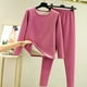 thumbnail image 2 of Jumpingount Conjunto de ropa interior térmica para mujer, calzoncillos largos cómodos para clima frío y cálido, ropa interior de cuello Ropa interior Rosa Roja L, 2 of 6