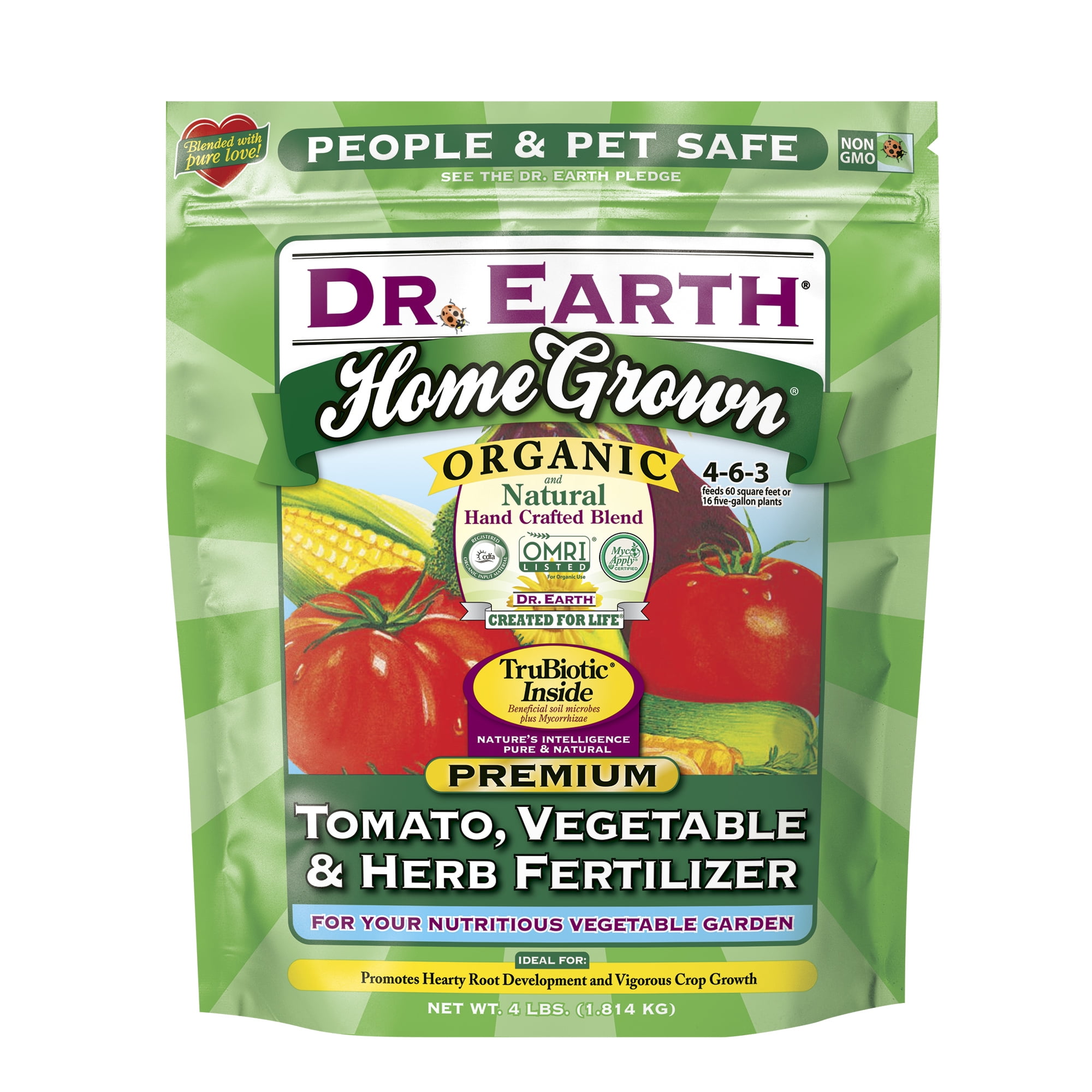 Dr. Earth Organic & Natural Home Grown Tomato, Vegetable & Herb Fertilizer, 4 lb. - Walmart.com