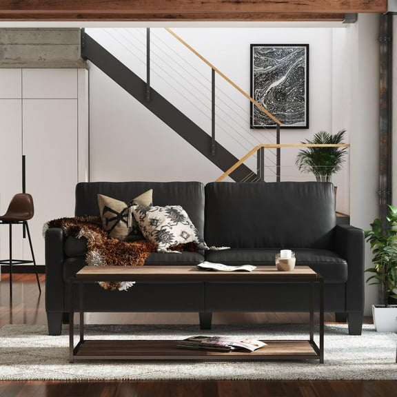 DHP Bridgette Track Arm Sofa and Couch, Black