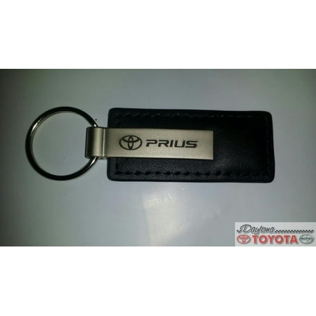 Stylish Black Leather Toyota Prius Laser Keychain with