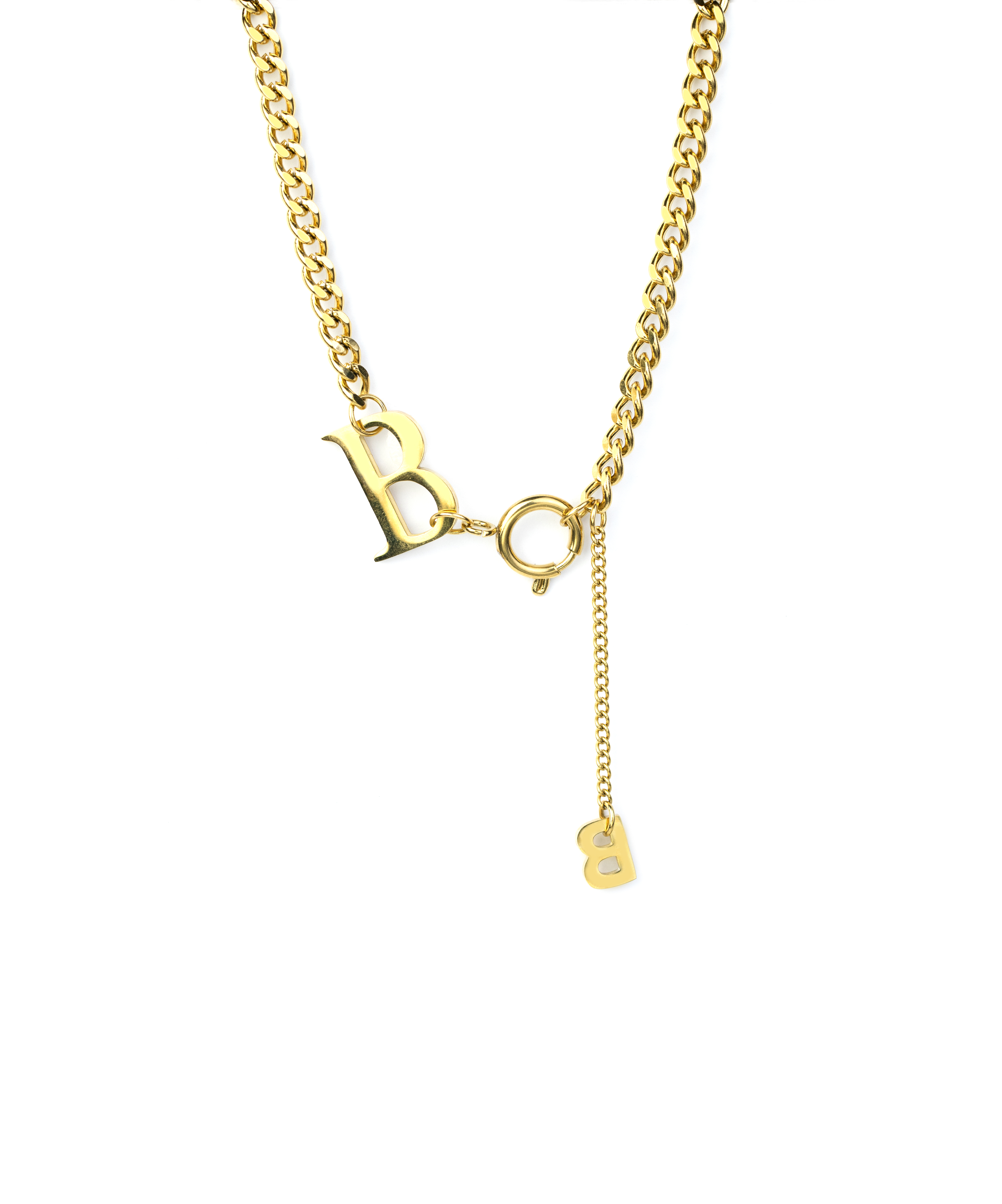 B Letter Pendant Necklace - Golden 