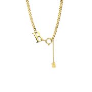 JeenMata B Letter Pendant Necklace - Golden Initial Pendant Necklace - 18K Yellow Gold Plating over silver - Curby Chain Necklace for Women