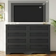 thumbnail image 4 of Black Dresser for Bedroom, Modern 8 Drawers Dresser Wide Chest of Drawers with Woven Leather for Living Room Hallway, 4 of 9