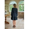 thumbnail image 6 of Arshiner Girl's Dress Vintage A-Line Long Sleeve Ruffle Swing Casual Velvet Dress with Pockets, 6 of 9