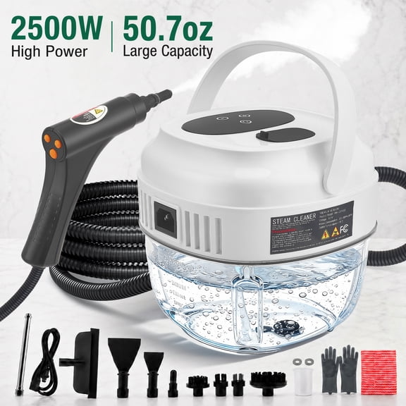 YTAKY Steam Cleaner for Home,Steamer for Cleaning,50.7oz Water Tank,Portable Steam Cleaner with 19 Accessories for Home Cleaning,Grease,Floor,Couch,Window,Car Seat,Tile,Grout,Black