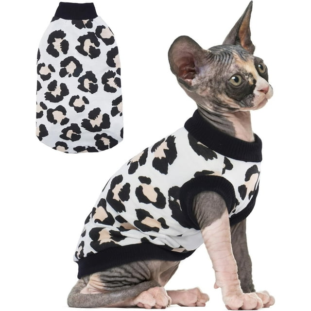 PUMYPOREITY Vêtements pour Chat Sphynx - Chandail Extensible, Chemise Douce, Pyjama Chandail, Col Roulé pour Sphynx, Cornish Rex, Devon Rex - Noir, TG