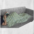 thumbnail image 6 of Ikat Soft Flannel Fleece Throw Blanket, Ogee Pattern in Indonesian Weave Art Style Vibrant Colors Motif, Cozy Plush for Indoor and Outdoor Use, 50" x 70", Mint Green Yellow Green, by Ambesonne, 6 of 6