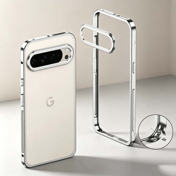 Designed for Google Pixel 11 Frame Metal Bumper Frame Slim Hard Phone Case,Raised Edge Protection,No Back Heat Dissipation Design,Shockproof Anti-fall Thin Fit Phone Case,Silver
