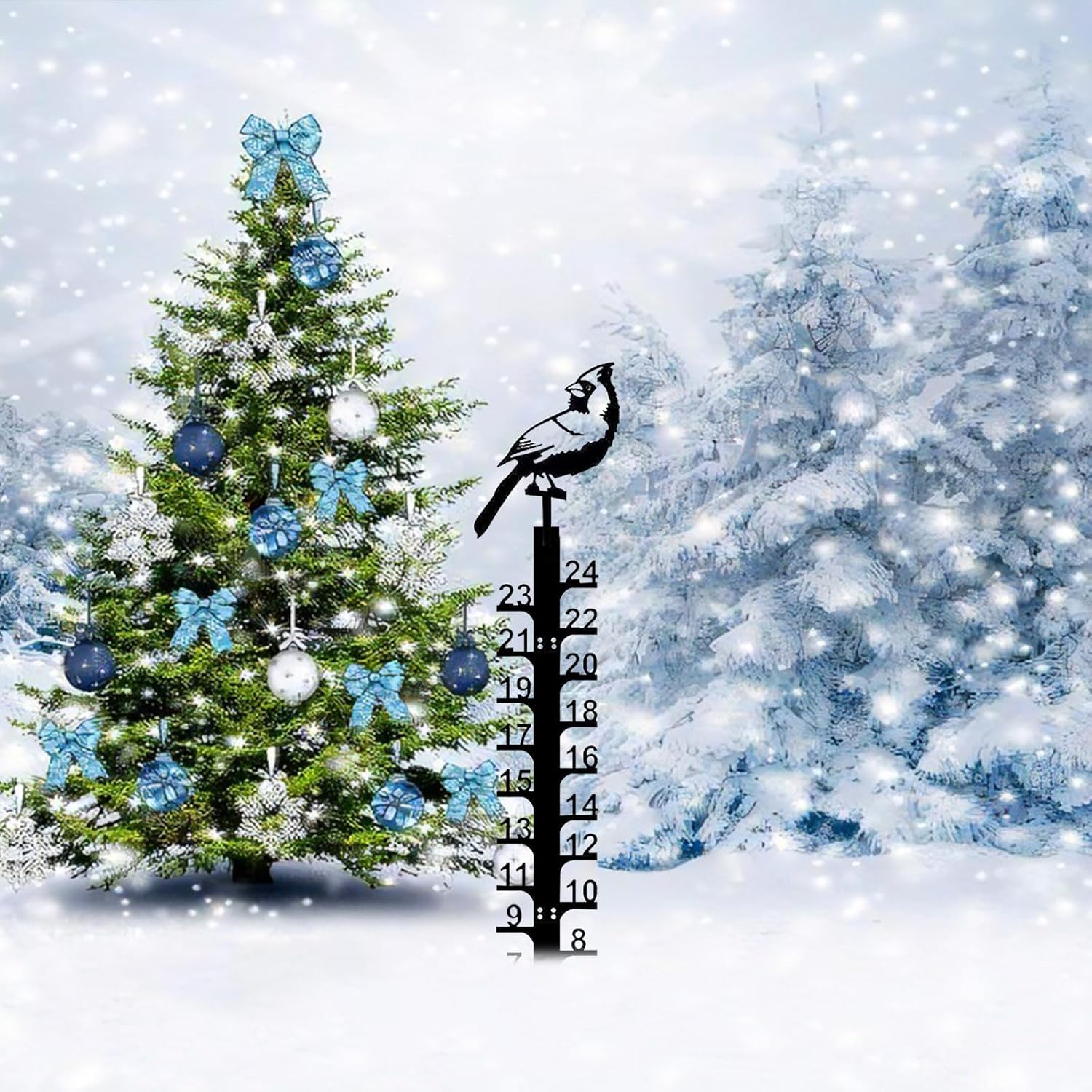 Snow Measuring Stick, 24inch Snow Gauge, Outdoor Measuring Gauge, Metal Detachable Snow Measuring Stick, Rain Gauge Garden Stakes for Yard, Lawn & Garden, Easy to Read