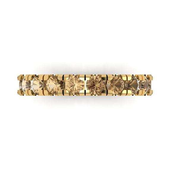 1 ctw Wedding Band for Women - 18K Yellow Gold Simulated Champagne Diamond Stackable Eternity Ring