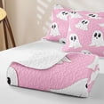 thumbnail image 4 of Homewish Cute Cartoon Ghost Quilt Full for Girls, Happy Halloween Full Bedspread Sets, Pink White, 3 Pieces 1 Bedspread and 2 Pillowcases, 4 of 7