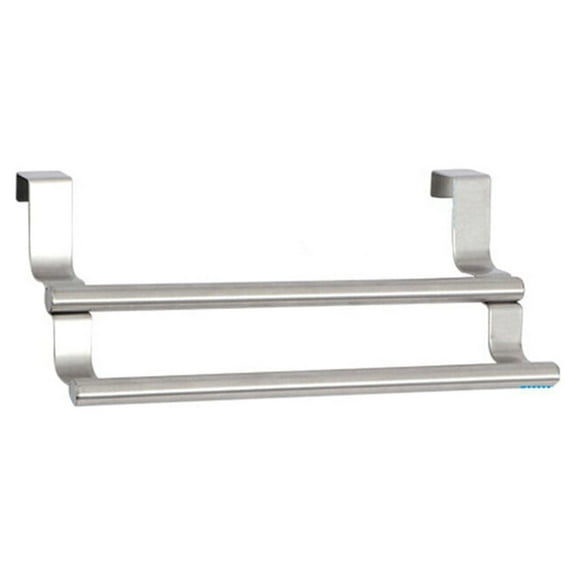 HEALEEP Over Cabinet Kitchen Towel Holder 1Pcs Stainless Steel Bathroom Towel Bars Brushed Silver for Space-saving Use