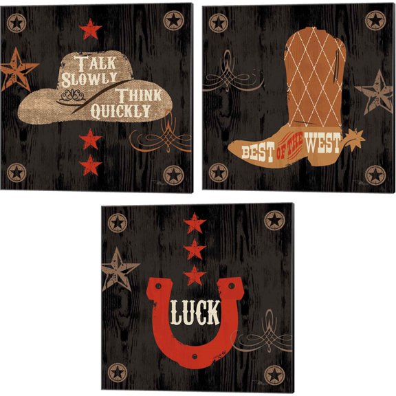 Great Art Now Saddle Up by Pela Studio 3 Piece Canvas Art Set Each 14"W x 14"H