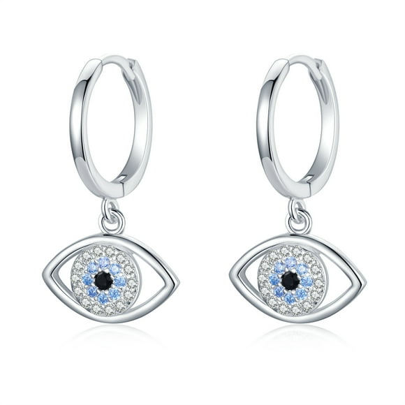 Coachuhhar Evil Eyes Hoop Earrings Sterling Silver Huggie Evil Eyes Hoop Earrings Jewelry Gift for Women