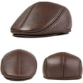 thumbnail image 2 of YooGuoGuo Men Winter PU Leather Newsboy Hat Flat Cap with Ear Flap Unisex Vintage Driving Cap, 2 of 2