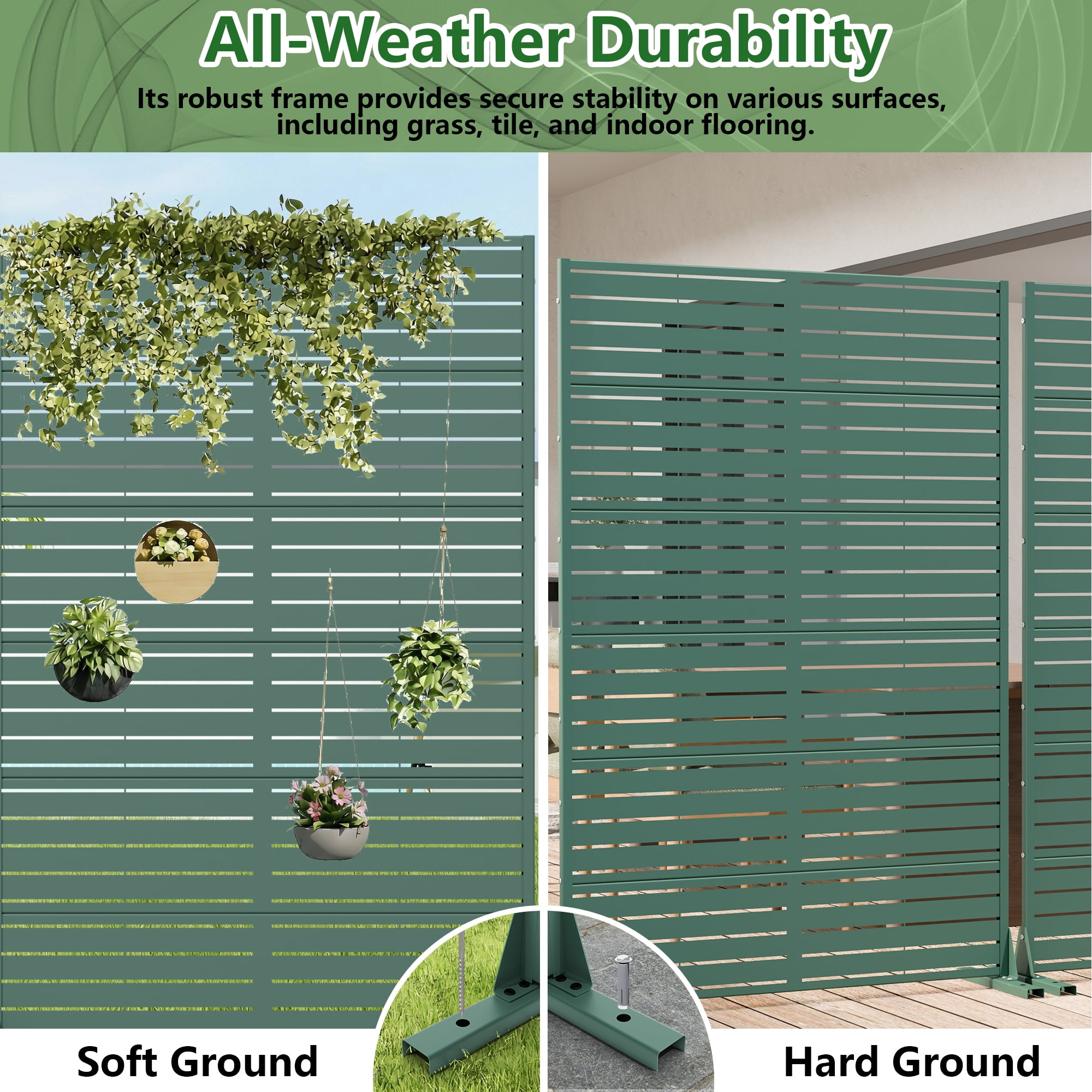 Metal Privacy Metal Screen Fence Panel Set of 2