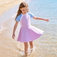 thumbnail image 3 of Girls One Piece Swimsuit Skirted Kids Bathing Suits Zipper Short Sleeves Swimwear Girls Swim Dress, 3 of 7