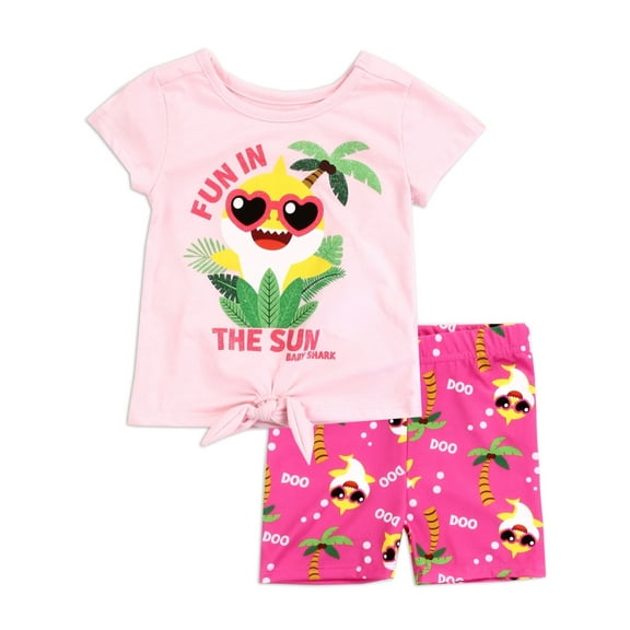 Baby Shark Girls' Fun in the Sun Bike Shorts Set (Toddler Girls)