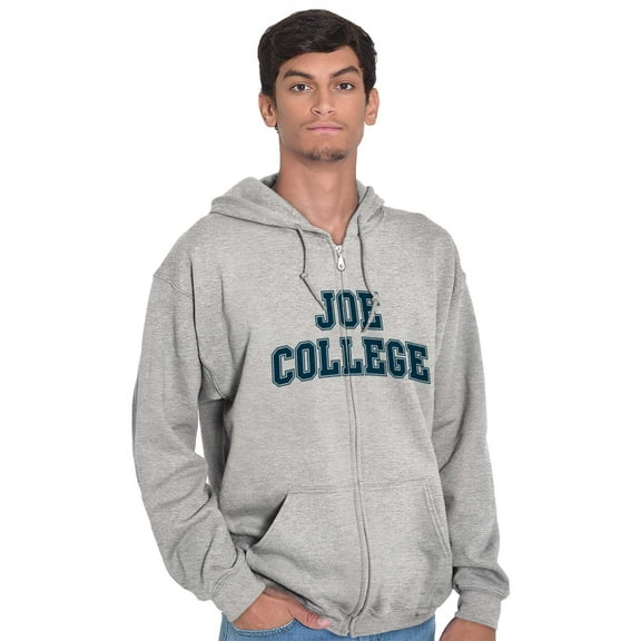 Joe College Student Drinking Party Men's Big & Tall Graphic Zip Up Hoodie Brisco Brands 2X