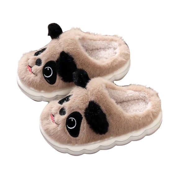 XXWXYD Baby Closed-Toe Plush Slippers with Soft 𝖥oam Sole, Warm Fuzzy Indoor House Shoes for Kids Toddlers, Thick Padded Non-Slip Comfort
