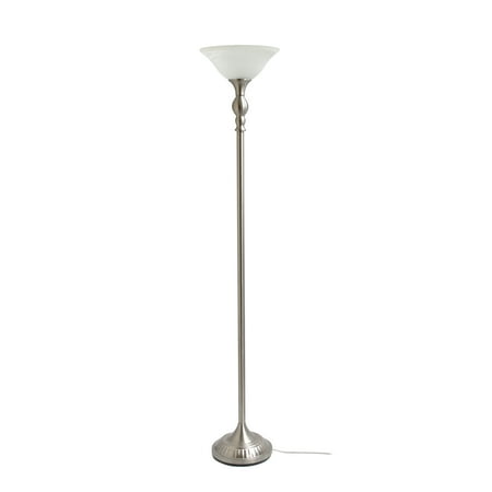 Glass Torchiere Floor Lamp - Elegant Designs 1 Light Torchiere Floor Lamp with Marbleized White Glass Shade