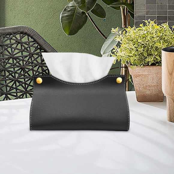 Caja de pañuelos para exteriores de cuero PU, bolsa de papel organizadora, caja de pañuelos portátil, para viajar negro perfecl Bolsa de papel de seda húmeda