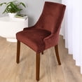 thumbnail image 6 of CJC Velvet Wingback Chair Cover - Stretch Arm Chair Slipcover - Accent Chair Protector - Dining Seat Covers - Coffee, 6 of 8