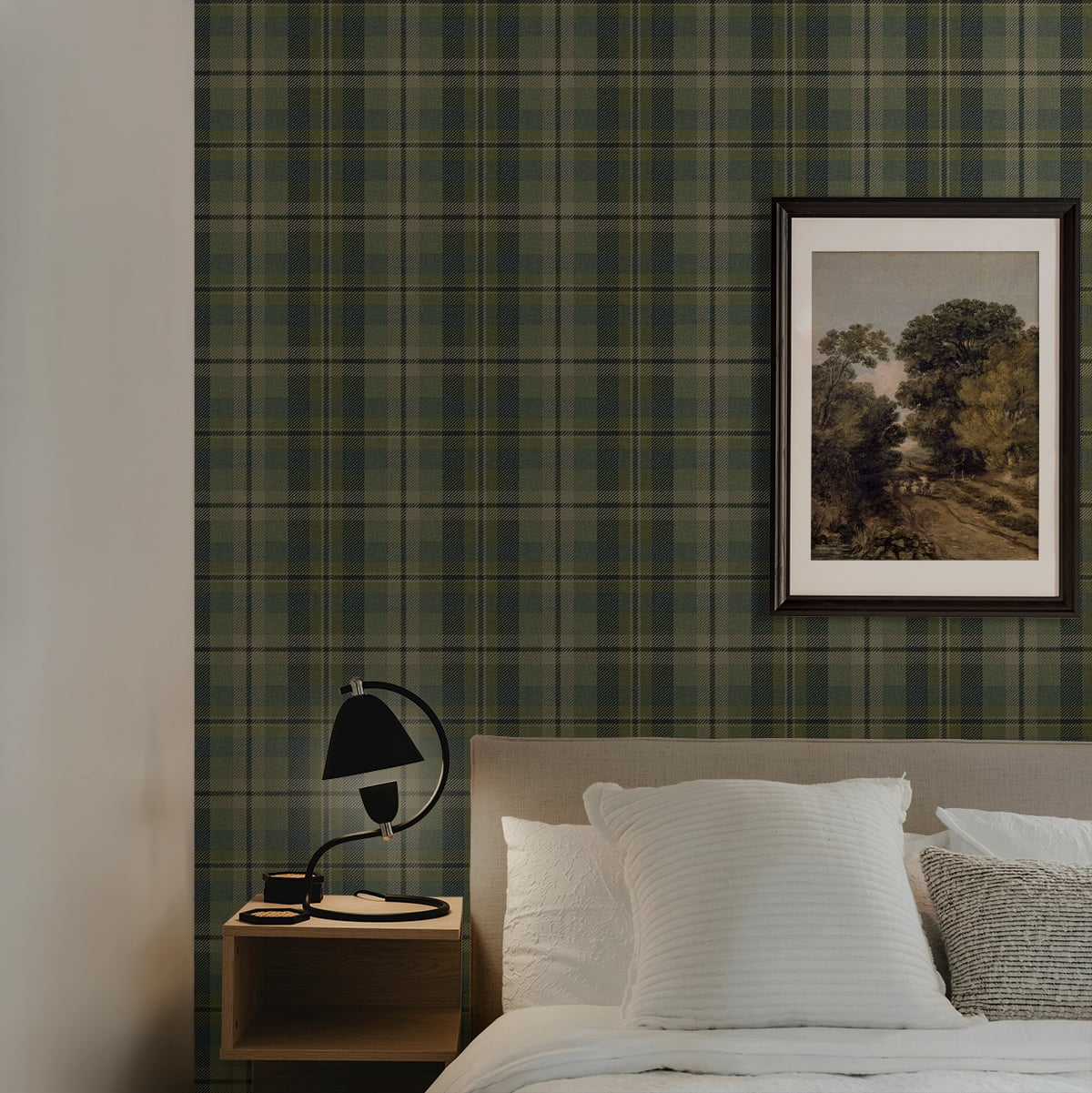 Harry & Grace Greenery Thornbury Tailored Plaid Peel and Stick Wallpaper - 20.5 in. W x 18 ft. L Roll