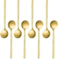 thumbnail image 1 of Paquete de 8 cucharas de café expreso de acero inoxidable bañadas en oro, juego de minicucharillas para café, azúcar, postre, pastel, helado, sopa, antipasto, capuchino, 5,3 pulgadas, 1 of 8