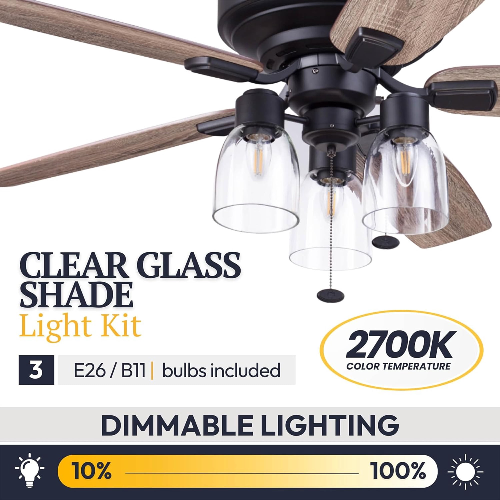 Prominence Home Magonia 52 Inch Ceiling Fan with Light and Pull Chain, Flush Mount, Black