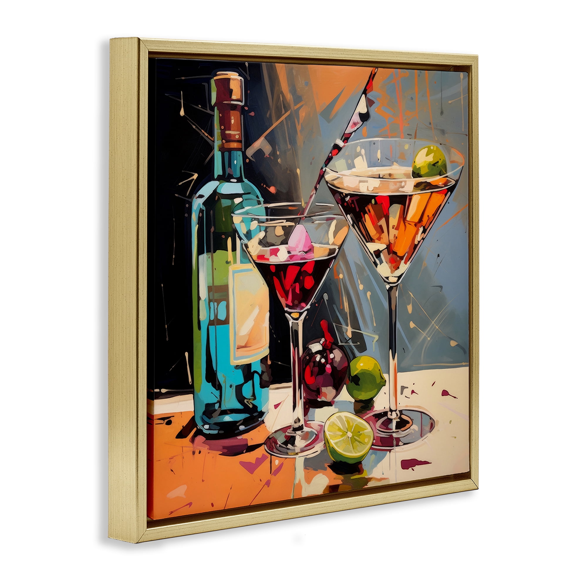 Stupell Industries Every Sip of Martini Night Gold Framed Floater Canvas Wall Art, design by Lazar Studio