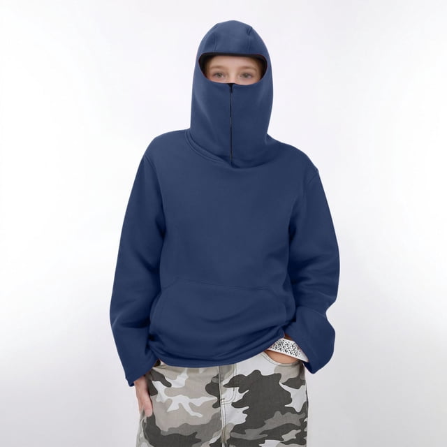 Sudadera con capucha de manga larga para niños, de invierno, de color liso, para deportes de ocio, con bolsillos, para niñas, de poliéster