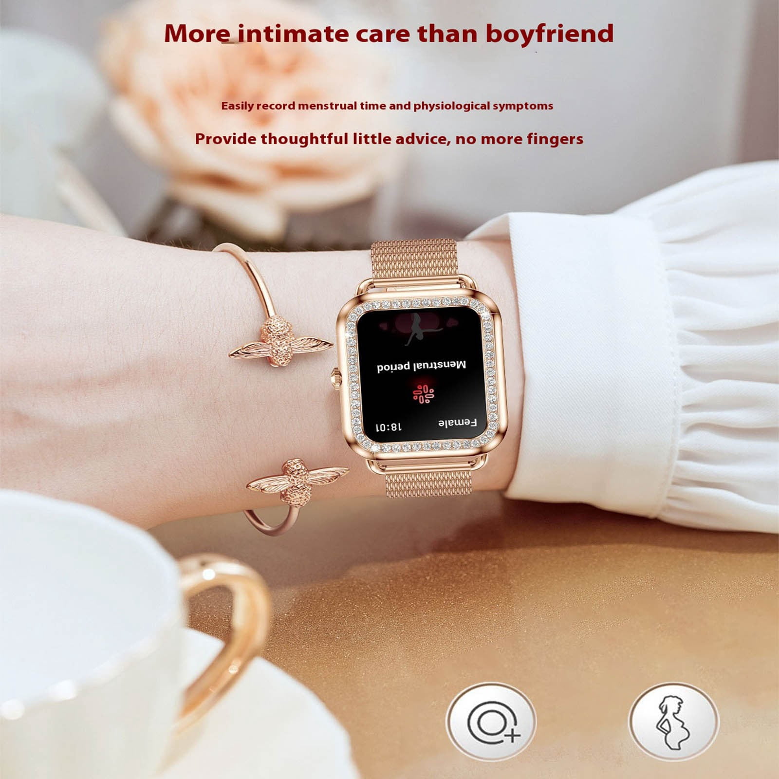 Smart Watch, Smart Watches for Men, Smart Watch 1.57 in Smart Watch for Android and IOS Phones IP68 Water Fitness Watch Voice Features for Women and Men, Smart Watches for Women(Gold A)