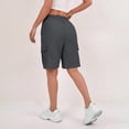 thumbnail image 5 of HKYNLAG 2026 Cargo Shorts Women Bermuda Shorts Summer Quick Dry High Waisted Long Shorts Drawstring Knee Length Plus Size Ladies Hiking Shorts with Pockets Dark Gray S, 5 of 6