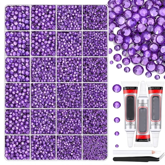 BZCOE 21000Pcs Purple Rhinestones for Bedazzling Kit,Gems Bedazzling,Mix Sizes Jelly Bedazzling Resin Gems for Crafting,Flatback Resin Rhinestones for Craft Diy Face Makeup