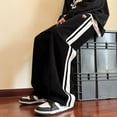 thumbnail image 5 of Mens Baggy Striped Sweatpants Straight Leg Pants Streetwear Harajuku Trousers, 5 of 9