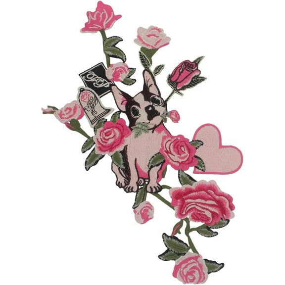 Flower Embroidered Patches Dog Fabric Patches Sew on Applique Repair Patch DIY Decorative Patch for Clothing Jacket Jeans Backpack