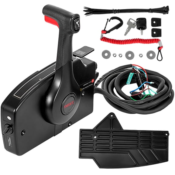 Outboard Engine Side Mount Remote Control Box 881170A20 Boat Throttle Control Fit for Mercury With Trim Switch And Lanyard 12pins 20FT Main Harness Pull to open