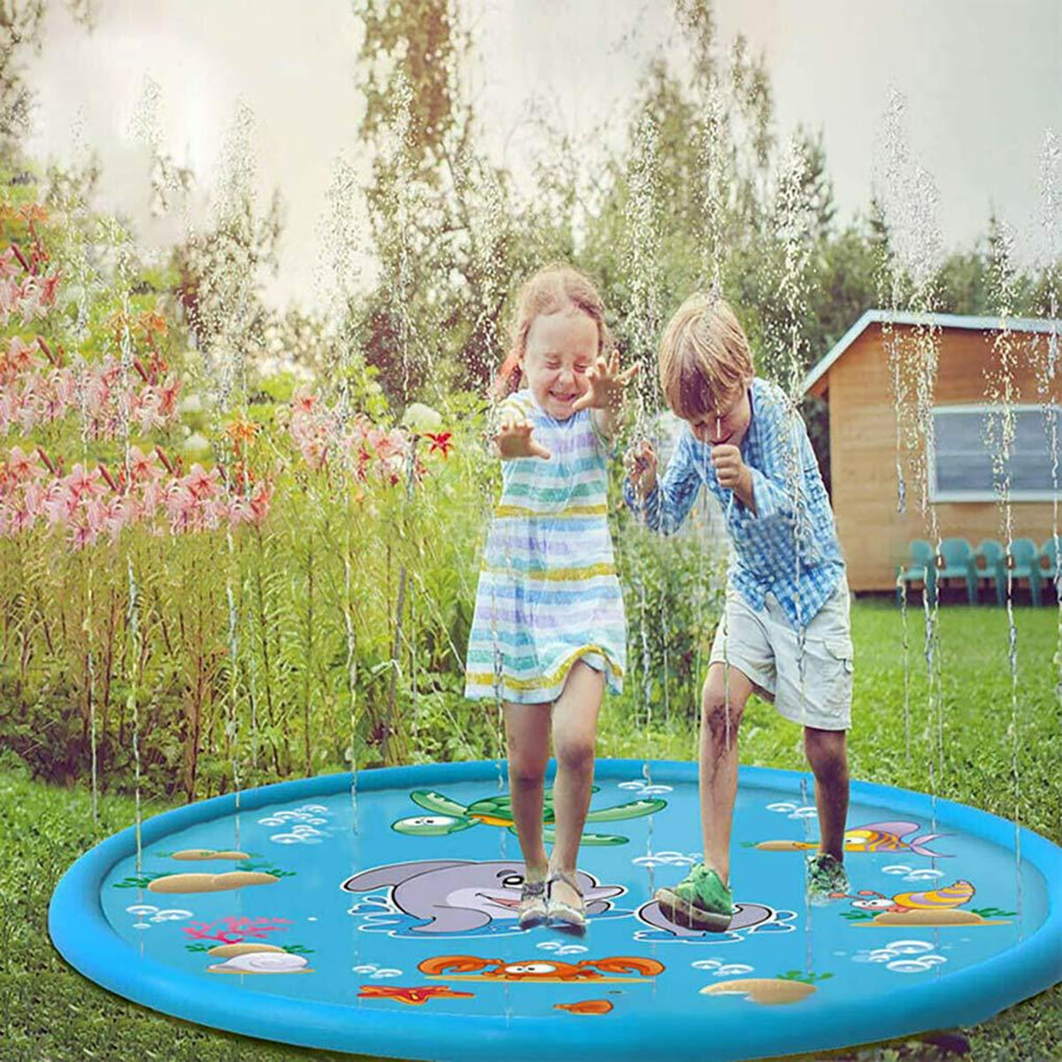 Outdoor Lawn Beach Sea Animal Inflatable Water Spray Kids Sprinkler Play Pad Mat