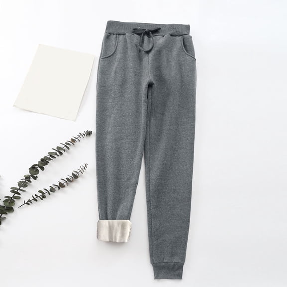 Women Winter Casual Solid Color Keep Warm Plus Velvet Long Pants Trousers With Pockets Women's Warm up Pants Women's Pants Casual Womens Fitted Pants for Work Womens Pants with Pockets Casual Pant