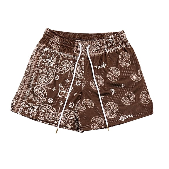 Ceisia Men's Summer Lightweight Drawstring Printed Beach Shorts Elastic Waist Casual Sport Swim Trunks Quick Dry Vacation Bottoms Brown M Gifts for Father