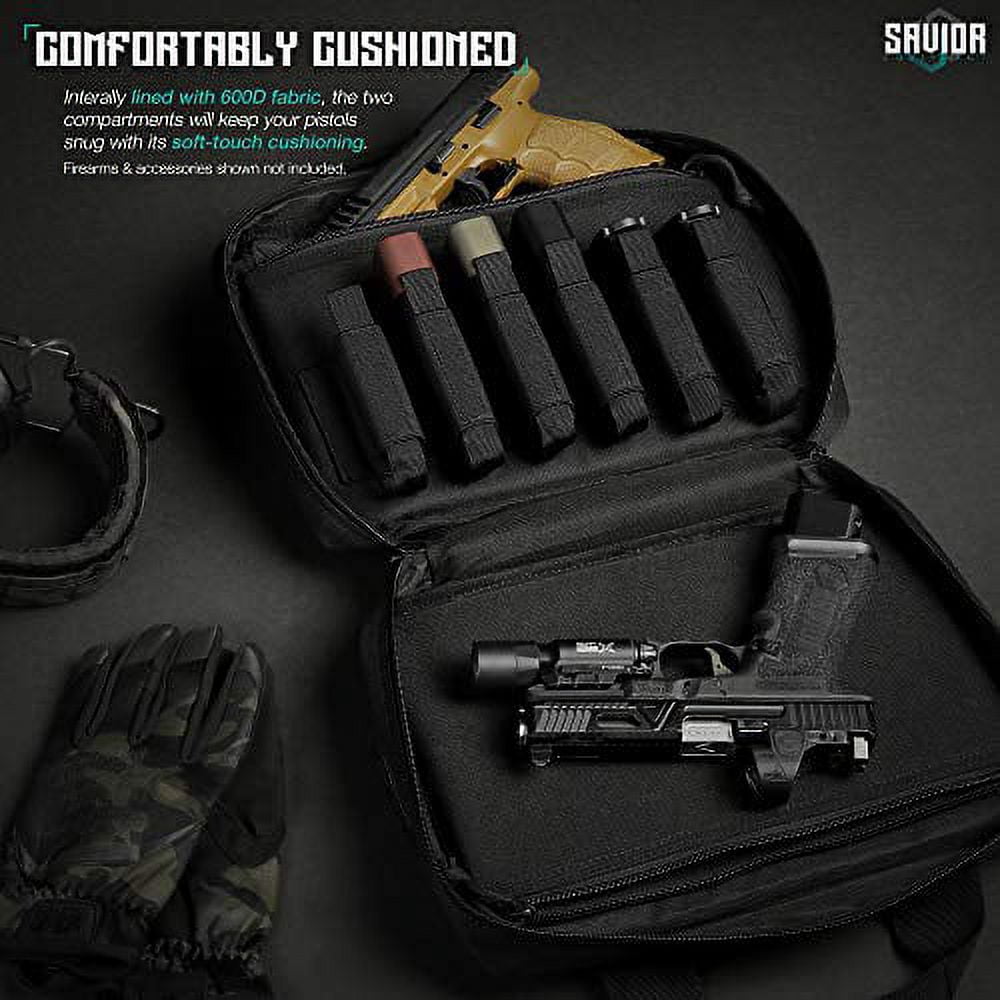 Savior Equipment Specialist Double Pistol Case, Black, 12.5in L x 8.5in H x 2.5i
