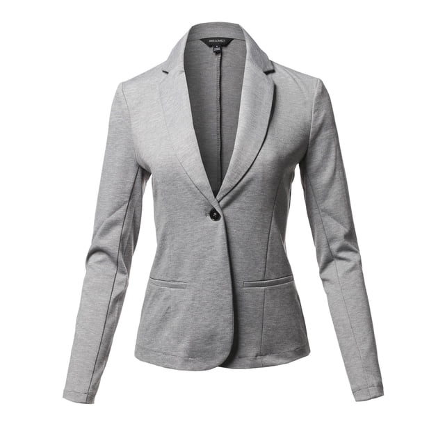 Women's Solid Blazer with Single Button Closure