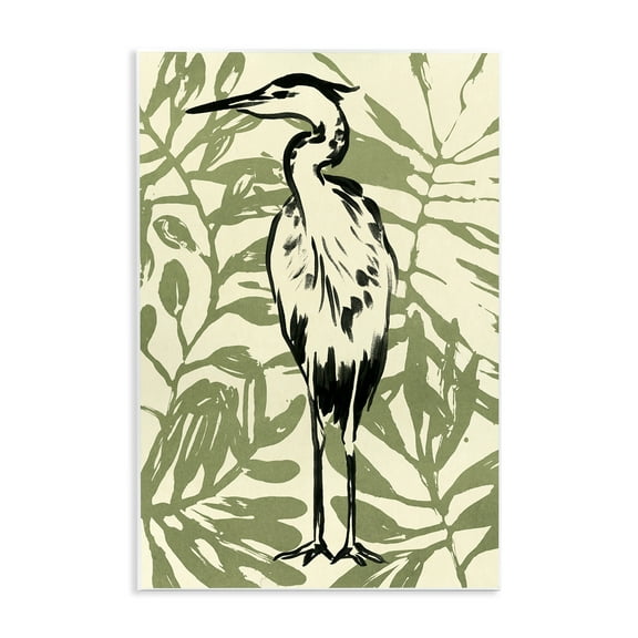 Stupell Industries Wild Heron & Leaves Animals & Insects Painting Unframed Art Print Wall Art, 10 x 15