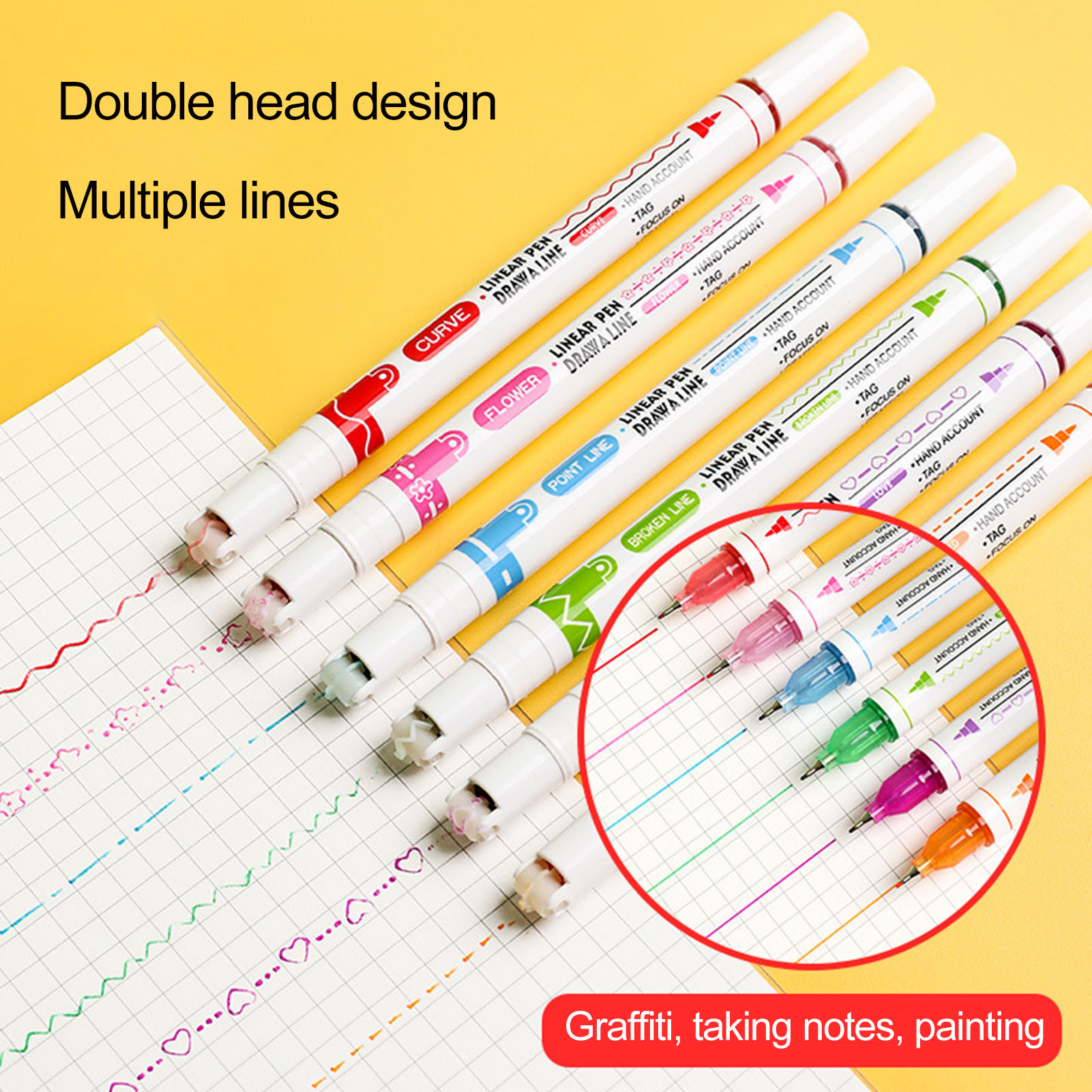 UDIYO 8/16Pcs Pen Mildliner, Double Ended Highlighter, Broad and Fine
