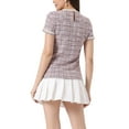 thumbnail image 3 of INSPIRE CHIC Women's Casual Round Neck Pearl Decoration Short Sleeve Tweed Top, 3 of 5
